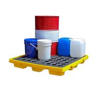 Palette de rétention des déversements Industrielle à Profil Bas avec Drain, Palette modulaire en Plastique étanche, adaptée aux liquides en Demi-Bouteille, Plateforme de rétention des dévers