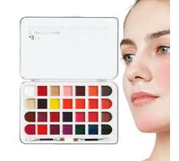 Palette de Rouge à Lèvres - Palettes De Fard À Paupières,Kit Résistant à la Transpiration avec Fard à Joues 28 Nuances - Tenue Longue pour Filles et Femmes - Idéal Voyage & Look Maturité