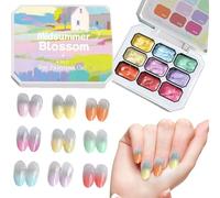 Palette de vernis à ongles - 9 couleurs, texture pudding crème hautement pigmentée | Dégradé Blush Aura Art, vernis durci par UV LED, kit de salon de manucure DIY et style japonais