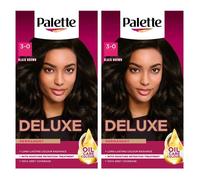 Palette Deluxe Creme Colouration 3-0 Black Brown Hair Dye, 2 Pack