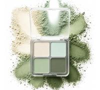 Palette d'ombres à paupières vertes, ombre à paupières naturelle portable à 4 teintes, à la texture mate et onctueuse et aux paillettes brillantes, maquillage pour les yeux waterproof et longue tenue