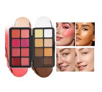 Palette Fard à Joues - Palette Maquillage 16 Couleurs Fards à Joues et à Paupières Crémeux - Correcteur Haute Lumières Anti-Eau Idéal Maquillage Visage Voyage Soirée