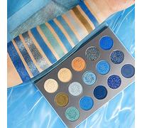 Palette Fards à Paupières Bleu Mat,Afflano Eyeshadow Palette Space Blue Glitter Kit Palette Maquillage Yeux Femme Professionnel Paillette,Crème Ombre à Paupières Pigmenté Aquarelle,Voyage Nude Vert