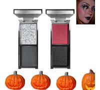 Palette Fards à Paupières Rouge Gothique,Ombre à Paupières Rouge Noir Palette De Maquillage,Ombre à Paupières Blanc Noir,Poudre Pressée pour Yeux Fumés pour Halloween,Noël,Joker Vampire Clown