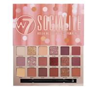 W7 | Socialite Palette Pigment Pressé| Tonalités: Matte Crémeux, Shimmers, Glitters & Chromes | Couleuts: Nudes Naturelles, Roses Délicats, Pruneux & Cuivre | Maquillage Végan