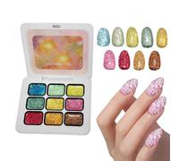 Palette Gel à Tapoter 9 couleurs de paillettes manucure | Palette à Tapoter pour Ongles de Femmes Pour la maison, salon, réunion, mariage, voyage, rendez-vous, trajet,