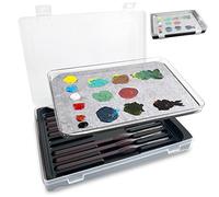 Palette humide Kreapa pour peinture acrylique, porte-pinceaux et palettes sèches. 50 papiers spéciaux et 2 éponges grises pour maquettes de peinture