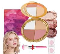 Palette Illuminatrice Yeux Et Joues - Fards à PaupièRes Et Enlumineurs4-En-1,Pour Blush,Illuminateur Yeux Et Joues,Longue Tenue,Poudre Contour éClat Naturel,Pour Joues Et Yeux (y-1Pcs, size)