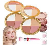 Palette Illuminatrice Yeux Et Joues - Fards à PaupièRes Et Enlumineurs4-En-1,Pour Blush,Illuminateur Yeux Et Joues,Longue Tenue,Poudre Contour éClat Naturel,Pour Joues Et Yeux (t-2Pcs, size)