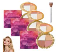 Palette illuminatrice yeux et joues Glowjiu, Palette yeux et joues à effet scintillant métallique, Maquillage yeux et joues,Poudre de contouring éclat naturel, Kit de contouring maquillage (3Pièce)