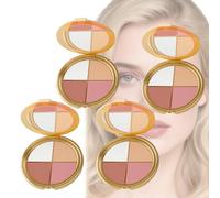 Palette Illuminatrice Yeux et Joues, Maquillage Enlumineur, Palette de Fards à Paupières Multi-Tâches de Voyage, Fards à Joues, Palettes de Maquillage Tout-en-un, Teintes Brillantes Riches (4 PCS)