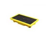 Palette industrielle de confinement des déversements avec accès au drain et au chariot élévateur, capacité de 20 L, idéale pour un stockage sûr des tambours et des réservoirs d'huile, design robuste