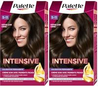 Palette - Intensive - Coloration Permanente Cheveux - Crème Soin - Couvre 100% des Cheveux Blancs - Intensité couleur longue durée - Tenue 8 semaines - Masque soin - Châtain Clair Cendré 5.11