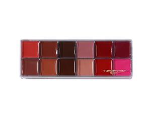 Palette Lèvres 12 Couleurs - Set rouge à lèvres crème mat, pigment imperméable longue tenue, kit voyage compact, formule hydratante douce, pour maman femme & maquilleur professionnel cadeau