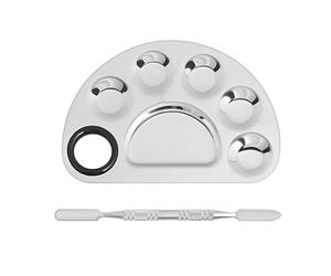 Palette Maquillage Acier Inoxydable - Palette | Palètte Mélange | Avec Bâtonnet & Spatule, 5 Puits Mélange, Poignée Creuse Pour Prise Stable, Durable Anti-Rouille, Pour Fond De Teint, Crème,