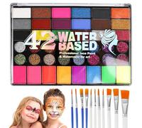 Palette Maquillage Enfant, 42 Couleurs Peinture Visage Enfant, Peinture Corporelle pour Le Visage avec 11 Pinceaux, Kit Maquillage pour Carnaval Halloween Noël Cosplay Fête D'anniversaire