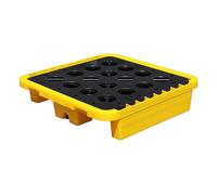 Palette modulaire de confinement des déversements avec drain pour 14 fûts - Solution durable pour seaux de peinture empilables, taille compacte 490 x 360 x 100 mm