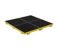 Palette modulaire de confinement des déversements avec drain pour 14 fûts - Solution durable pour seaux de peinture empilables, taille compacte 490 x 360 x 100 mm