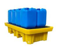 Palette modulaire de confinement des déversements de fûts, puisard de 12 à 40 gallons, capacité de 4 000 lb, compatible avec chariot élévateur, grille amovible, système de drainage, 130 x 68