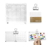 Palette Peinture Mini, Palette Aquarelle Set, Palette Peinture Portable de Voyage, Boite Aquarelle Vide avec 15 Compartiments et Carnet D'Aquarelle, Palette Peinture Acrylique, Kit Aquarelle