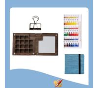 Palette portative aquarelle, palette de peinture à l'aquarelle en bois pour dessiner la palette de peinture de voyage magnétique petite palette pour aquarelle, gouache, peinture