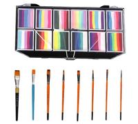 Palette split cake de maquillage visage 12 couleurs, avec 6 pinceaux, kit de peinture à l eau arc-en-ciel pour jeunes artistes, maquillage visage pour Halloween, fêtes, cosplay