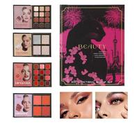 Palettes de Maquillage - 4 Couches Longue Tenue Pliable Multifonction Fard à Paupières,Palette Contour Et Blush | Pour Artiste Femmes Matures Mariage Bal Bureau Soirées Mode Quotidien