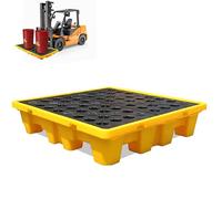 Palettes modulaires Robustes de rétention des déversements pour fûts de 1/2/4 Pouces - palettes de rétention des déversements en polyéthylène étanches avec grilles et drains, adaptées aux hu