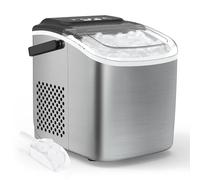 PALINTH machine à glaçons de 1,2 l, mini machine à glaçons avec fonction autonettoyante, fenêtre de visualisation, avertissement de pénurie d'eau, alarme en cas de glace pleine (Silver)