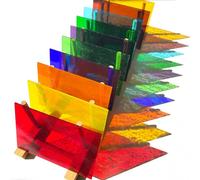 PALJOLLY Lot de 9 feuilles de vitrail, 10,2 x 15,2 cm, collection transparente de couleurs assorties pour projets de vitrail et mosaïques