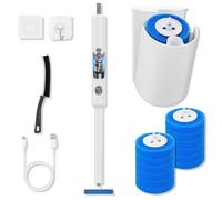 Palksky Brosse WC jetable et support, brosse rotative électrique avec 12 recharges de brosse de toilette, baguette de nettoyage pour cuvette de toilette, kit de nettoyage en profondeur
