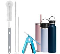 Palksky Kit de brosse de nettoyage pour bouteille d'eau, brosses larges à couvercle de paille et brosse à récurer à long manche pour bouteilles Hydro Flask de 16/61/80/1,2/1,2 l