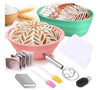 Palksky Kit de paniers en silicone pour lever la pâte au levain, accessoires de fabrication de pain au levain - Bols ronds et ovales pour lever la pâte aigre, accessoires de fabrication du pain
