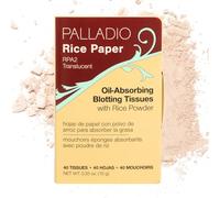 Palladio Rice Paper Tissues pour peau grasse, des feuilles de matité pour le visage fabriquées à partir de riz naturel, du papier absorbant l'huile avec de la poudre de riz, Translucent