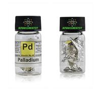 Palladium feuille en flacon de verre avec étiquette, pur 99.99% Palladium métallique pour collection d'éléments