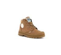Palladium Pampa Hi Cuff WPS - Chaussure enfant imperméable cuir Marron/Blanc, zip & lacets 30