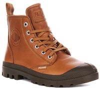 Palladium Pampa Hi Fermeture Éclair Cuir Latérale Femmes Bottes en Marron 4 - 8