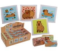 Palleon Lot de 12 serviettes magiques en coton - Serviettes magiques avec de superbes motifs - Dinosaures, licorne, animaux, football, etc. - 100 % coton - Cadeau parfait pour les enfants (Capybara)