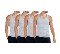 Palleon Lot de 4 maillots de corps pour homme en 100 % coton - Chemise classique sous les aisselles, débardeurs, respirants et doux pour la peau, ajustement parfait, gris, 4XL