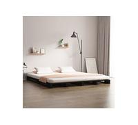 vidaXL Lit de palette noir 120x190 cm Bois pin massif Petit Double 821431
