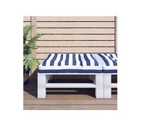 Palletkussen gestreept 80x80x12 cm stof blauw en wit360506