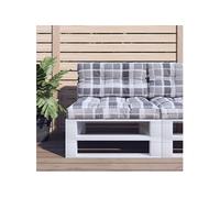 Vidaxl Coussins De Palette Lot De 2 Motif À Carreaux Gris Tissu 360703 Multicolore