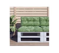 vidaXL Lot de 2 coussins de palette motif feuilles en tissu pour canapé jardin Vert G