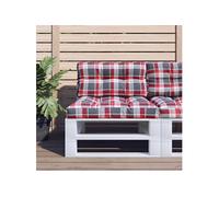 Vidaxl Coussins De Palette Lot De 2 Motif À Carreaux Rouge Tissu 360724 Multicolore