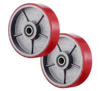 Pallit Lot de 2 roues pivotantes en polyuréthane 200 x 50 mm Axe rouge Ø 20 mm avec roulement à billes pour transpalette