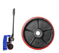 Pallit Roue pivotante pour chariot élévateur en polyuréthane (PU) 200 x 50 mm, axe rouge 20 mm, roulement à billes inclus