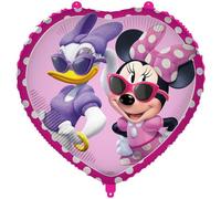 Ballon coeur en aluminium Minnie Mouse et Daisy - 46 cm