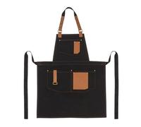 PALLTEX Gerard Tablier Barista et Chef Unisexe - Réglable avec Poches et Finitions en Cuir Végan - Parfait pour Cuisine Pro, Café, Gril et Restaurant, Noir, S-M