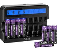 Pallus batterie rechargeable, capacité 3000mWh, charge rapide, SET de 8 batteries, 1,5V