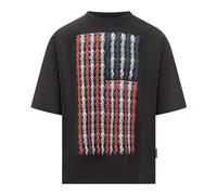 Palm Angels, Homme, Tops, Noir, Taille: S Flames Flag Loose T-Shirt